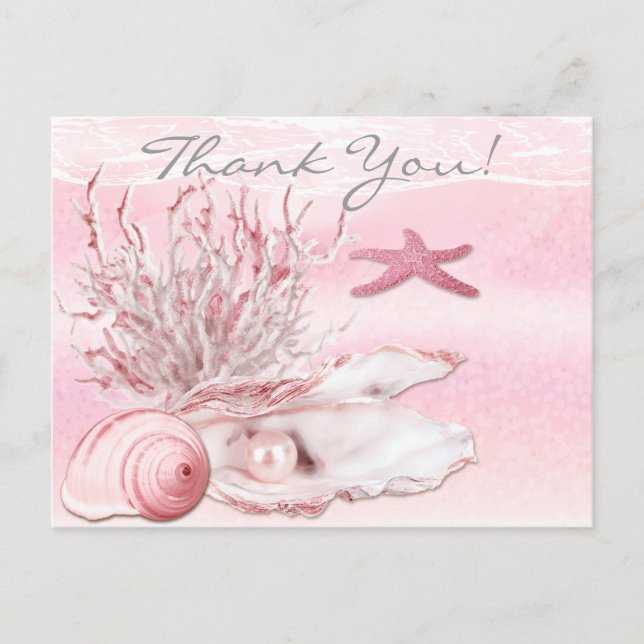 Dream Shore Beach Carnation Pink Vielen Dank Postkarte (Vorderseite)