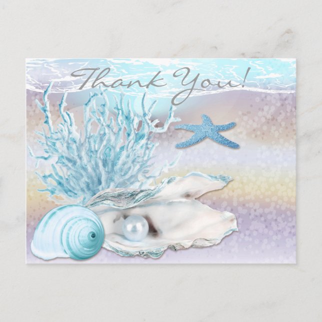 Dream Shore Beach Dk Aquamarin Vielen Dank Postkarte (Vorderseite)