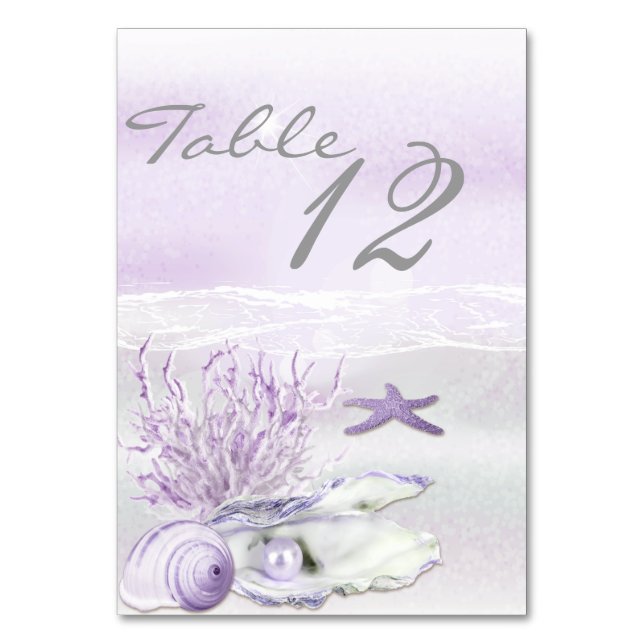 Dream Shore Beach Orchid Wedding Table Card Tischnummer (Rückseite)