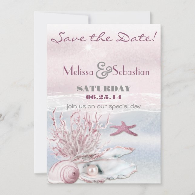 Dream Shore Beach Pink Wedding Save the Date (Vorderseite)