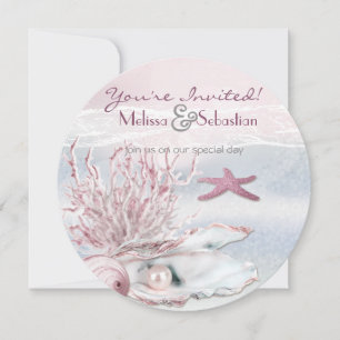 Dream Shore Beach Pink Wedite Invite Einladung