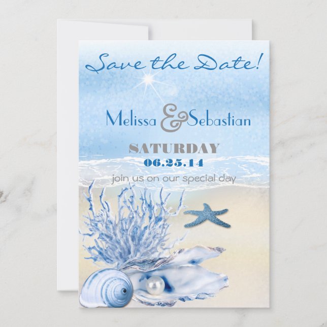 Dream Shore Beach Sehr Blue WeddingSave the Date Save The Date (Vorderseite)