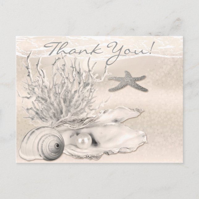 Dream Shore Beach Sepia Vielen Dank Postkarte (Vorderseite)