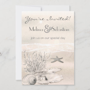 Dream Shore Beach Sepia Wedite Invite Einladung