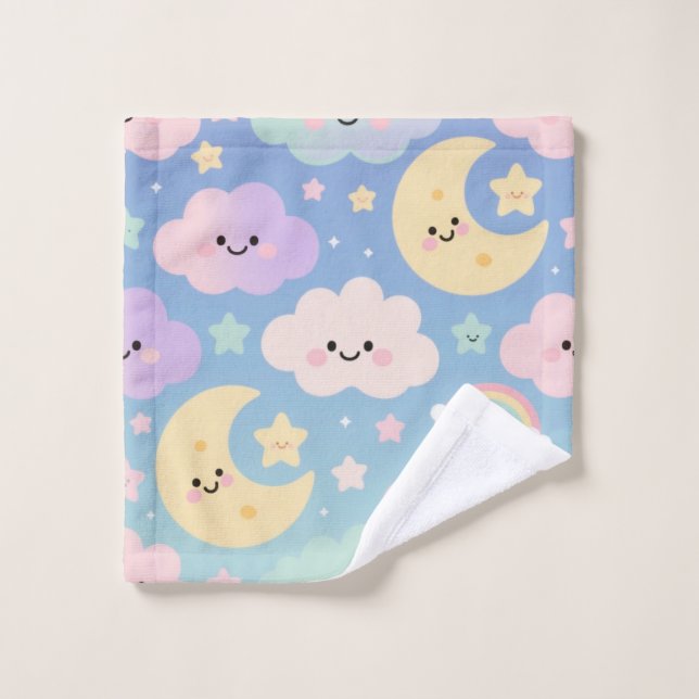 Dream Sky Blanket, Cute Clouds, Moons & Stars Waschlappen (Waschlappen)