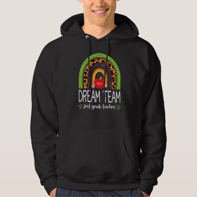 Dream Team 2. Klasse Lehrer Boho Rainbow Leopard Hoodie (Vorderseite)