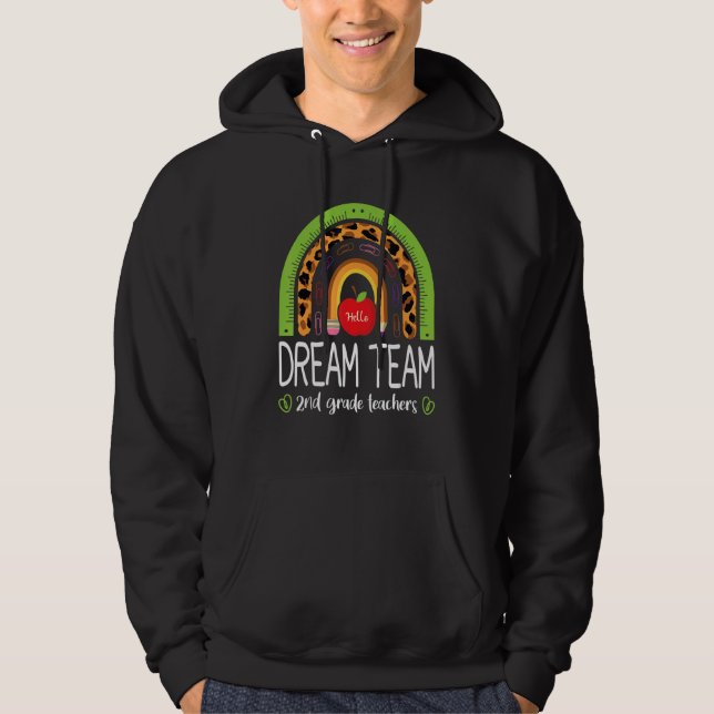 Dream Team 2nd Grade Teachers Boho Rainbow Leopard Hoodie (Vorderseite)