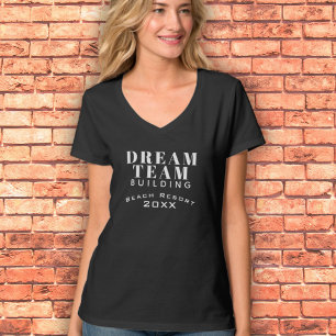 Dream Team Gebäude Schwarz und Weiß Mitarbeiter T-Shirt