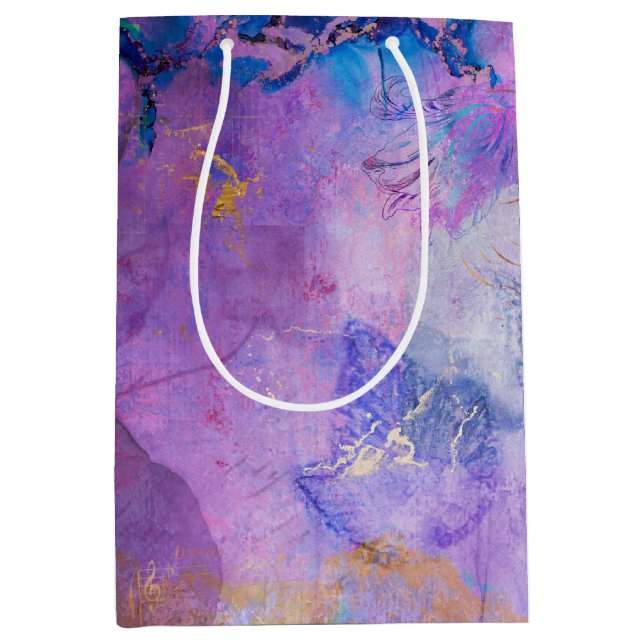 Dream Violet Collage Decoupage Wrapping Paper Mittlere Geschenktüte (Vorderseite)