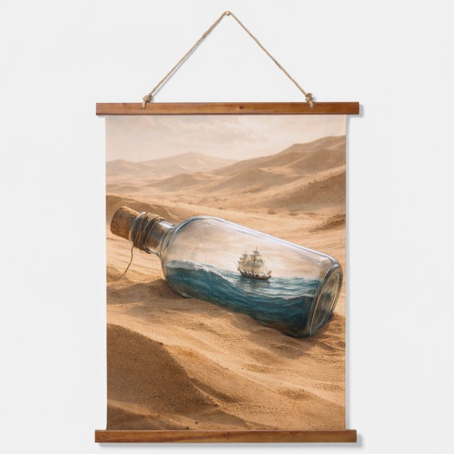 Dream Voyage Bottle Wall Art Wandteppich Mit Holzrahmen (Vorderseite)