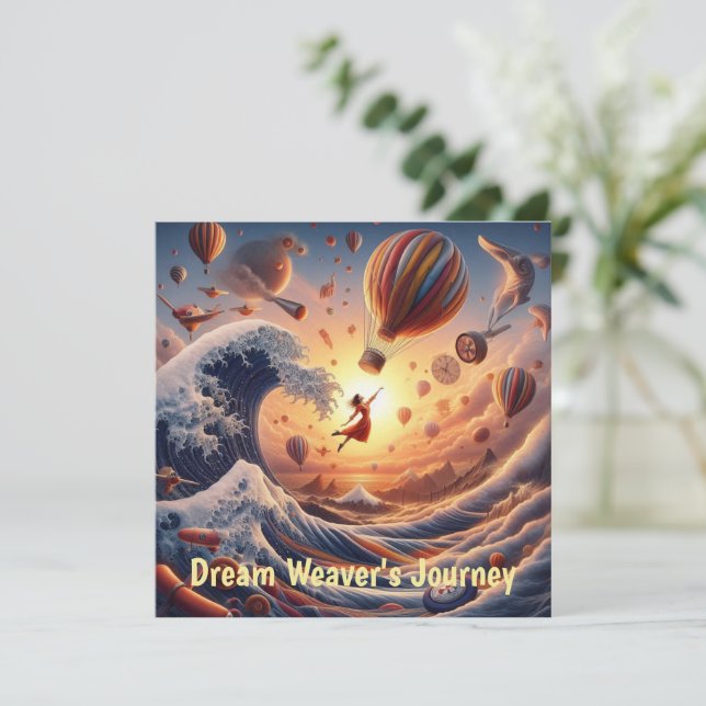Dream Weaver's Journey: Fantasy Hot Air Balloons Karte (Stehend Vorderseite)