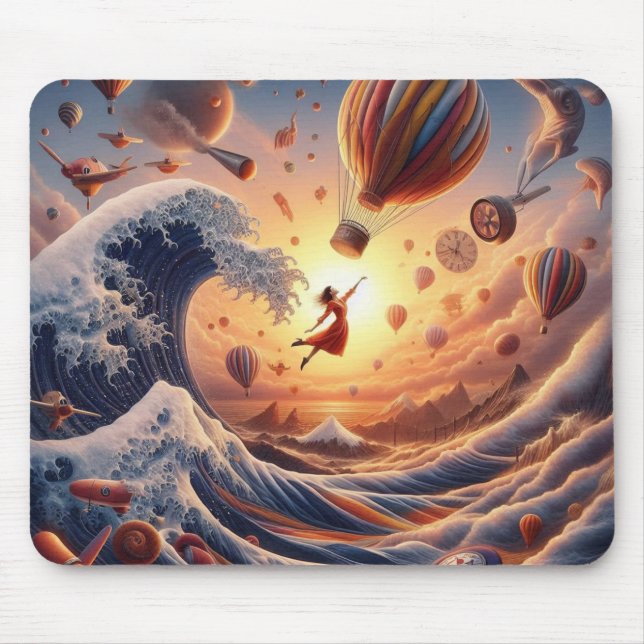Dream Weaver's Journey: Fantasy Hot Air Balloons Mousepad (Vorne)