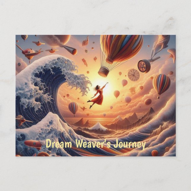 Dream Weaver's Journey: Fantasy Hot Air Balloons Postkarte (Vorderseite)