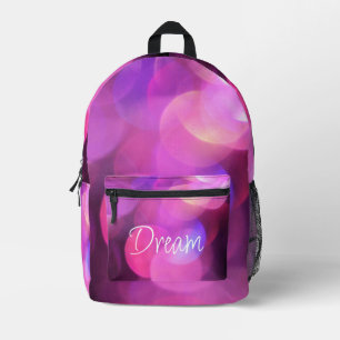 "Dream" Weißschrift, Lila Glitzern Bedruckter Rucksack