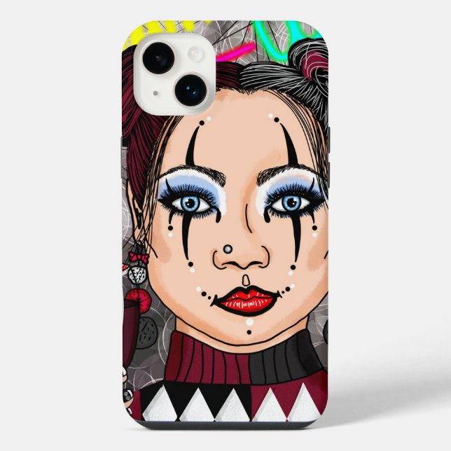 Dream Wild | Gothic Harlequin Jester Girl iPhone 14 Plus Hülle (Rückseite)