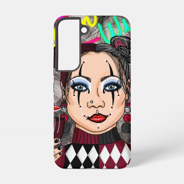 Dream Wild | Gothic Harlequin Jester Girl Samsung Galaxy Hülle (Rückseite)