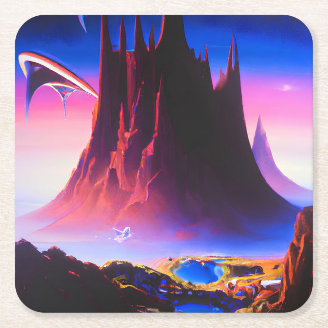 Dream World Oil Painting Rechteckiger Pappuntersetzer (Vorderseite)