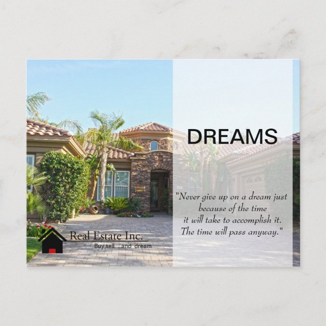 Dream Zuhause Real Anwesen Postkarte (Vorderseite)