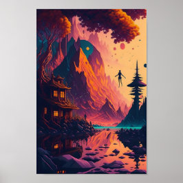 Dreamähnliche psychedelische Landschaft, ai. gener Poster