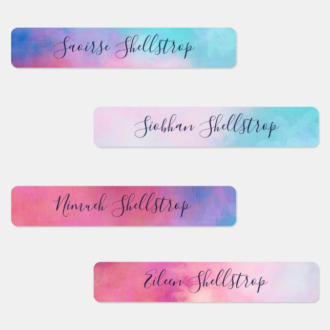 Dreamame Abstrakte Pastelle Name in Kalligrafie Etiketten (Gruppe)