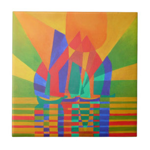 Dreamboat ein kubistischer Junk in Primärfarben Fliese