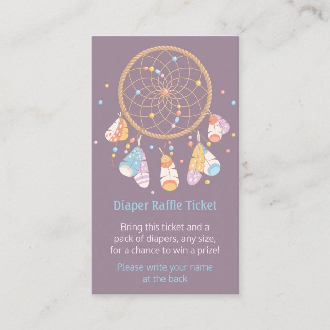 Dreamcatcher Baby Showdiaper Raffle Ticket Begleitkarte (Vorderseite)