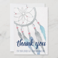 Dreamcatcher Baby shower Merci de Boho bleu