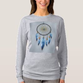 Dreamcatcher Blue Lavender Feathers Metallic Gold T-Shirt