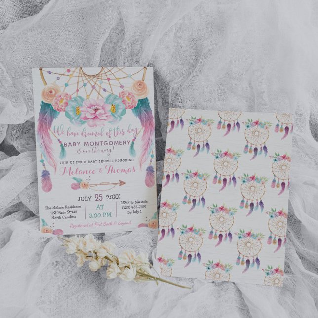 Dreamcatcher Boho Baby shower Invitation Tribal (Créateur téléchargé)