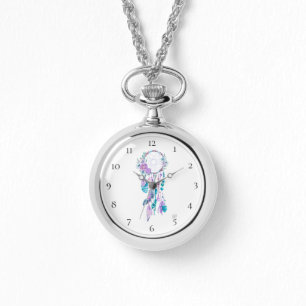 *~* Dreamcatcher Boho Blumen-Stammes- Perlen-Feder Armbanduhr