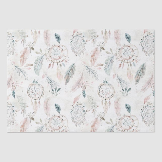 DREAMCATCHER Boho Federn neutrales Gewebepapier Seidenpapier (Vorderseite)