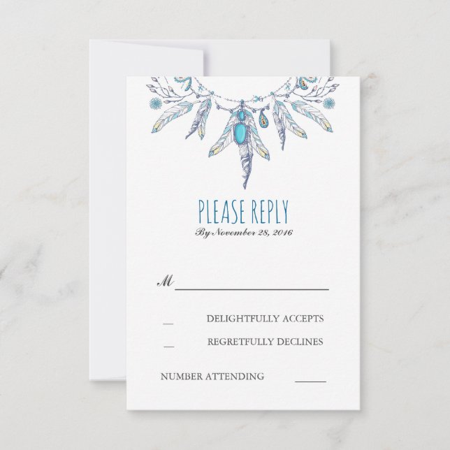 dreamcatcher boho mariage rsvp (Devant)