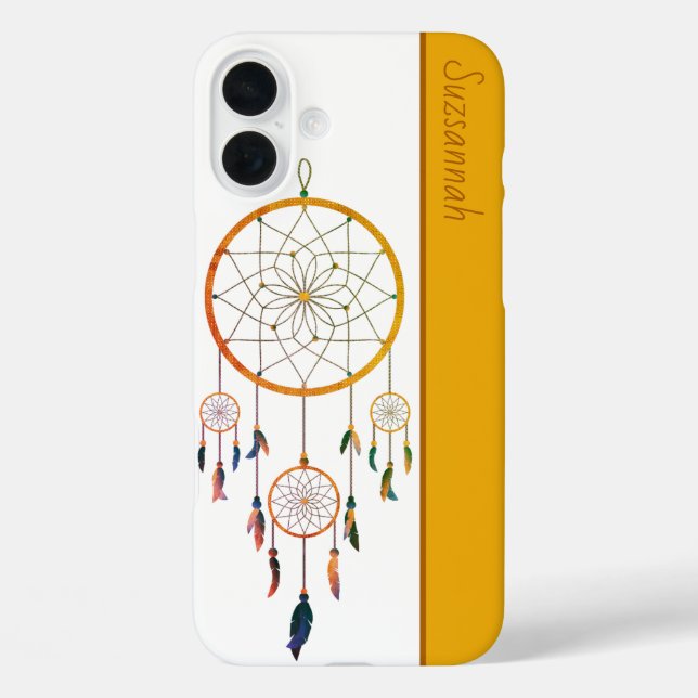 Dreamcatcher Colorful Feathers Boho Individuelle N iPhone 16 Plus Hülle (Rückseite)