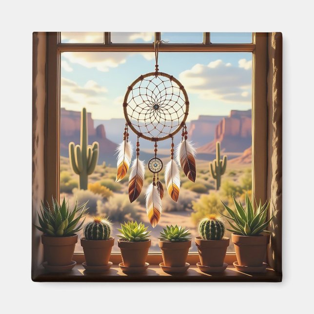 Dreamcatcher, Desert Canyons, Cacti   Magnet (Vorne)