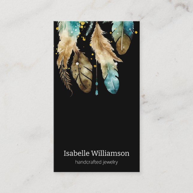 Dreamcatcher Feathers Jewelier Earring Display Visitenkarte (Vorderseite)
