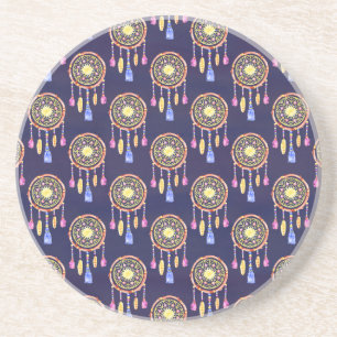 Dreamcatcher Federn Wasserfarbe Nahtlose Textur Getränkeuntersetzer