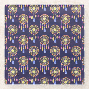 Dreamcatcher Federn Wasserfarbe Nahtlose Textur Glasuntersetzer