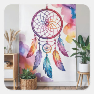 Dreamcatcher-Gemälde an der Wand Quadratischer Aufkleber