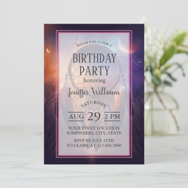 Dreamcatcher im Wald Einladung (Stehend Vorderseite)