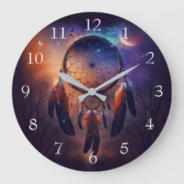 Dreamcatcher im Wald Große Wanduhr
