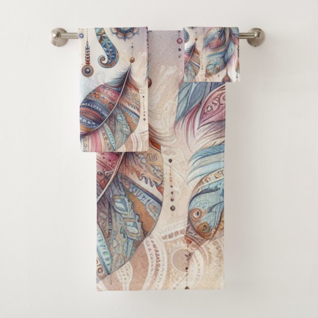 Dreamcatcher in einem Bohemischen Thema Badhandtuch Set (Insitu)