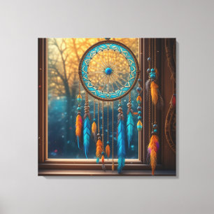 Dreamcatcher in Windows-Herbstlauben Leinwanddruck