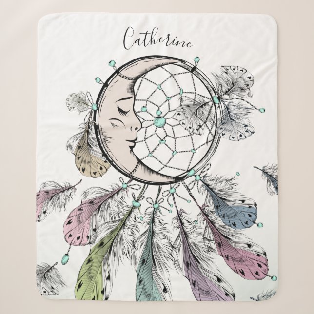 Dreamcatcher-individuelle Name-Fleecedecke Sherpadecke (Vorderseite)