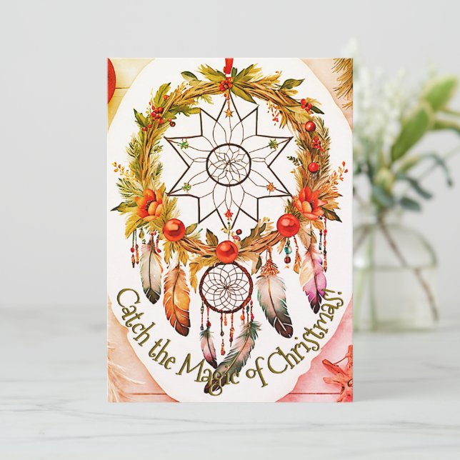 Dreamcatcher Magische Weihnachtsfeier Feiertagskarte (Stehend Vorderseite)