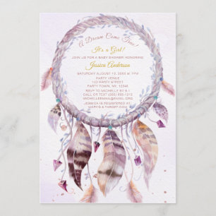 Dreamcatcher mit Feathers Girl Baby Dusche Einladung