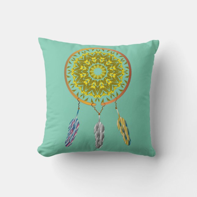 Dreamcatcher mit Federn Kissen (Vorderseite)