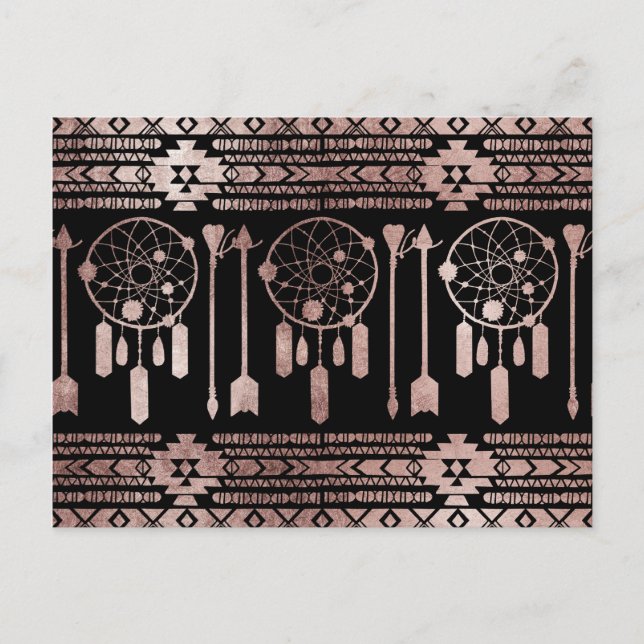 Dreamcatcher Rose Gold Tribal Aztec Postkarte (Vorderseite)