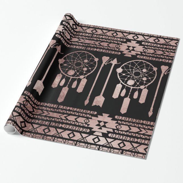 Dreamcatcher Rosen-Goldstammes- Azteke auf Geschenkpapier (Ungerollt)