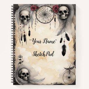 Dreamcatcher, Skulls & Rose Notizbuch