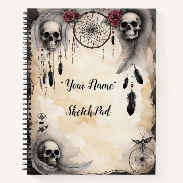 Dreamcatcher, Skulls & Rose Notizbuch (Vorderseite)